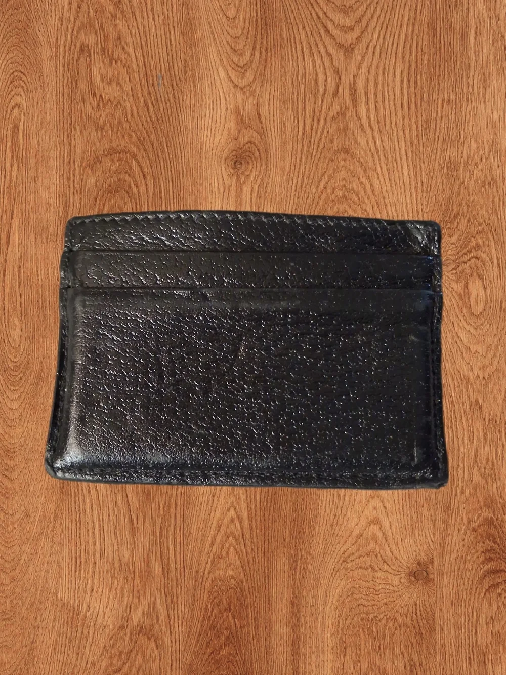 Gucci Black Leather Card Sleeve with Gold Bee Motif